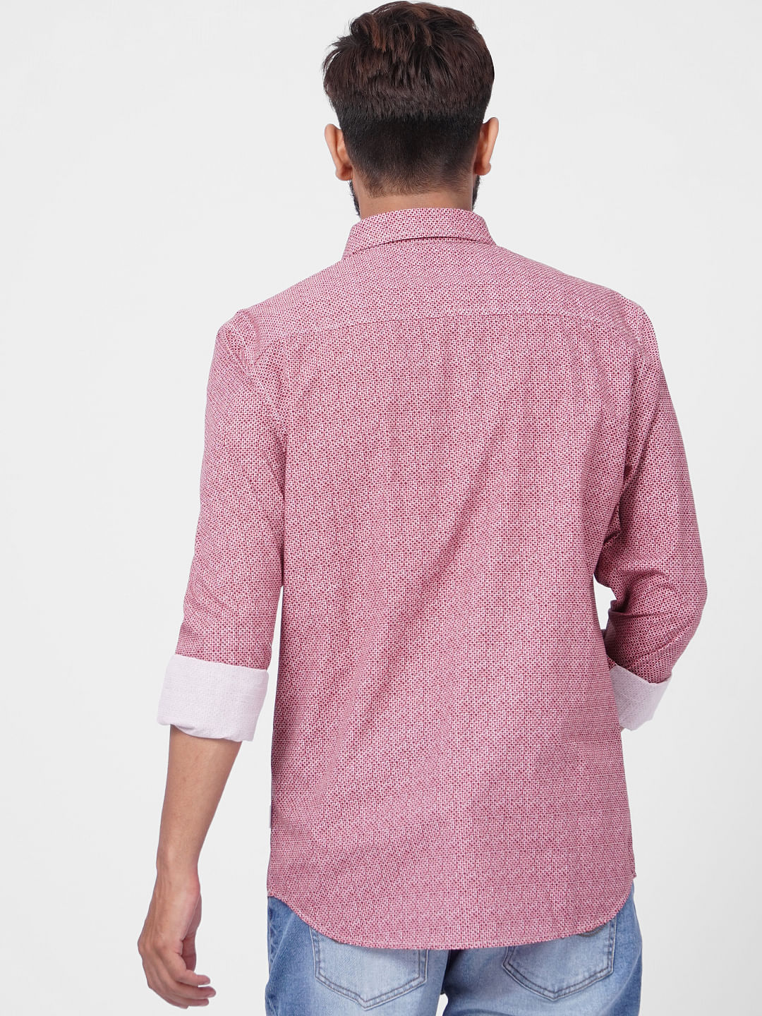 Red Printed Full Sleeves Shirt