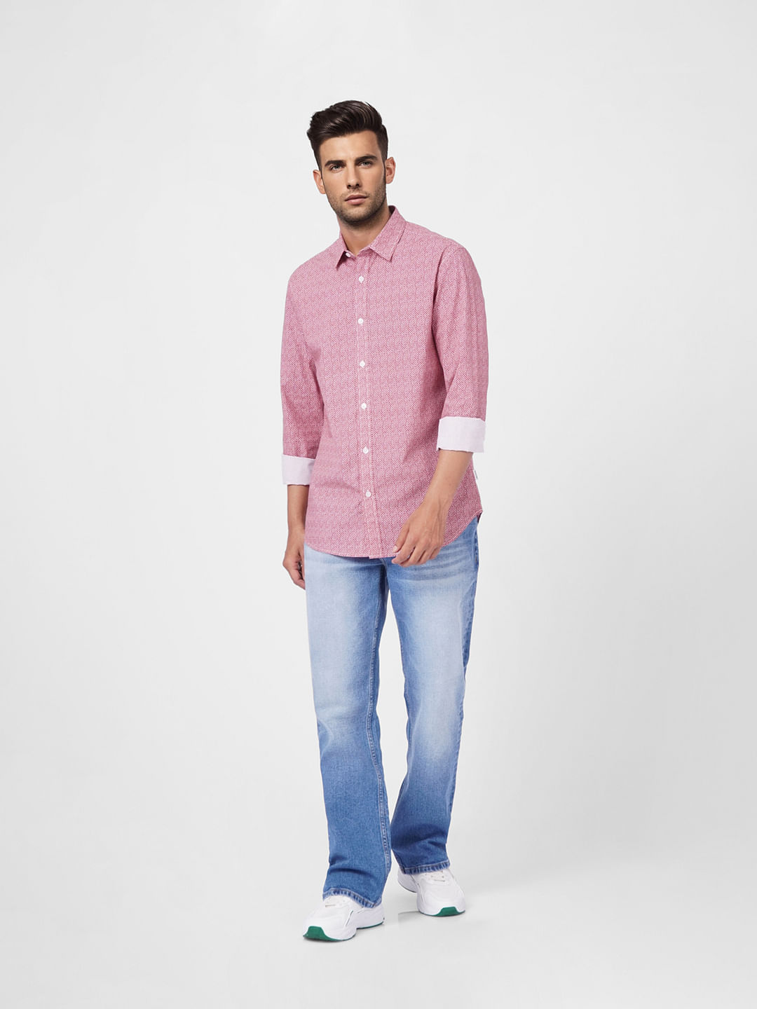 Red Printed Full Sleeves Shirt