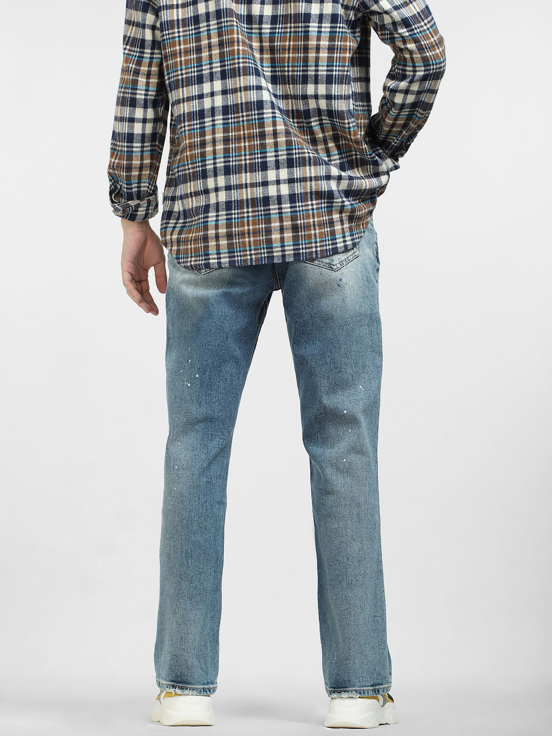 Blue High Rise Distressed Bootcut Jeans