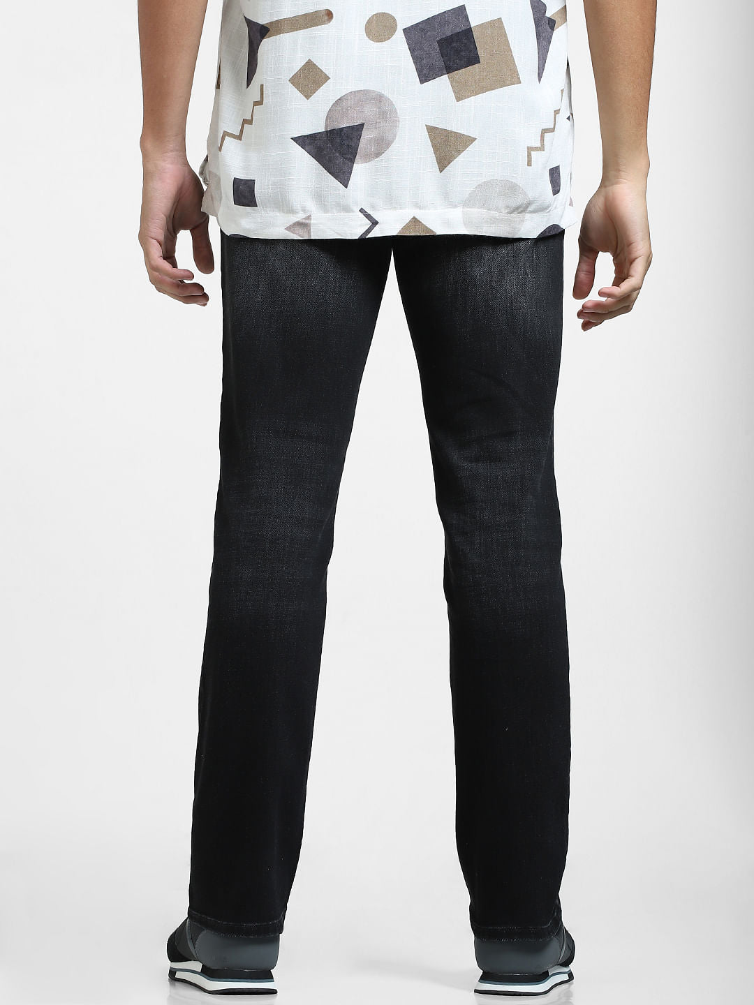 Black Mid Rise Clark Regular Fit Jeans