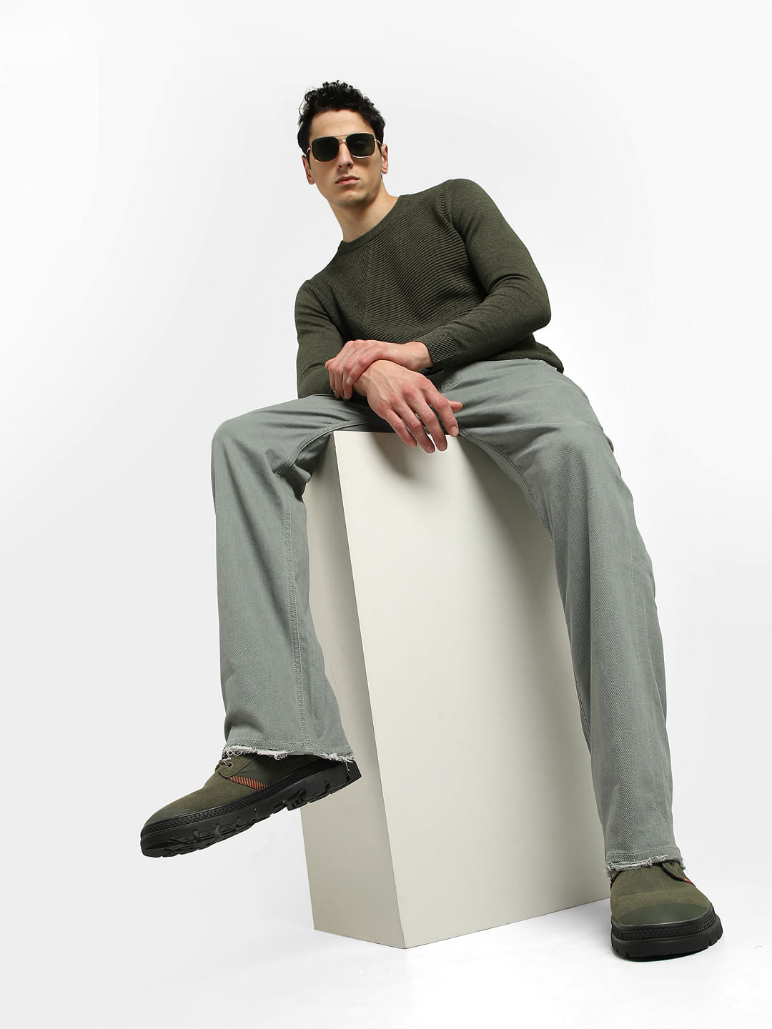 Green High Rise Ray Bootcut Jeans