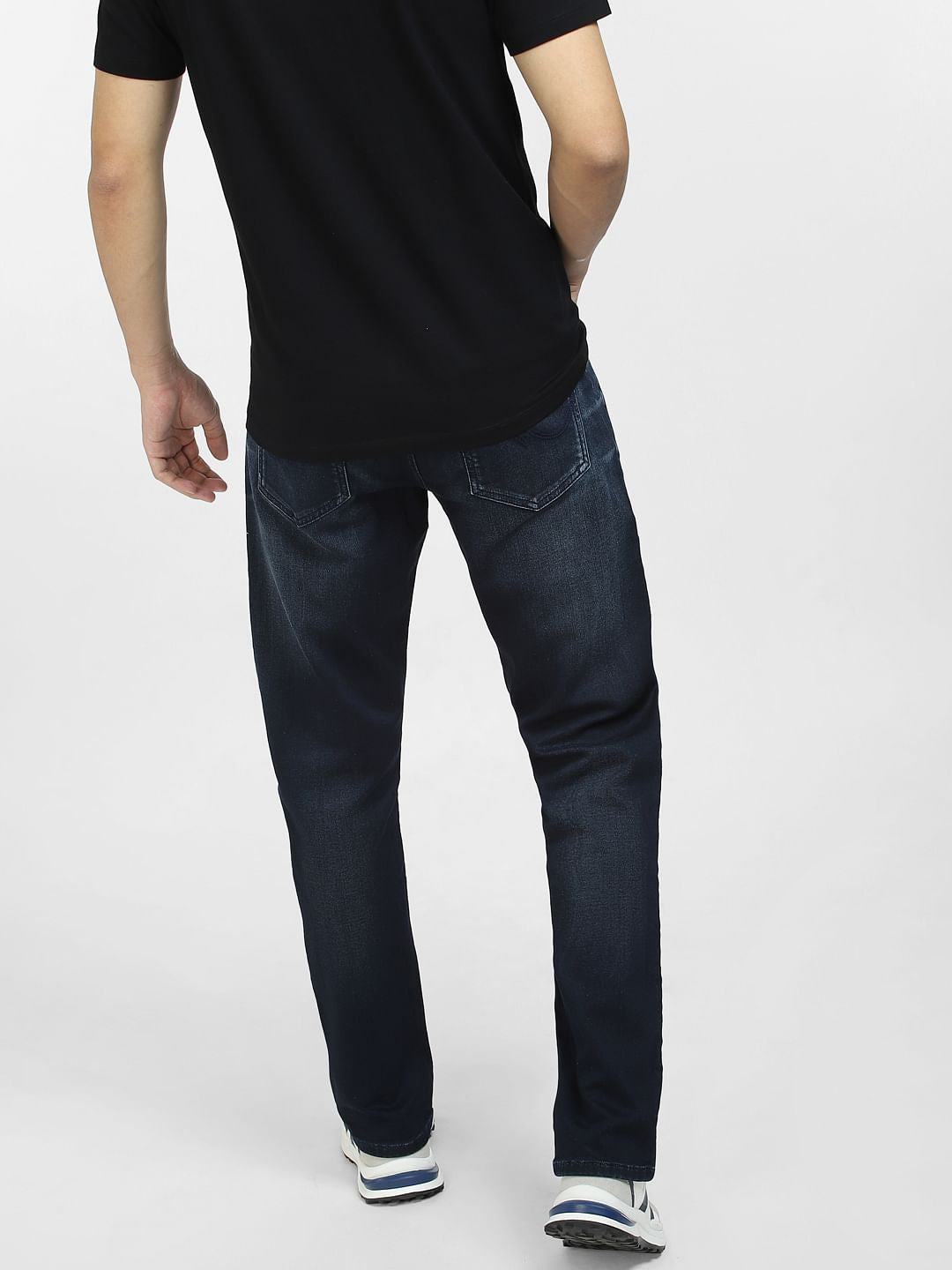 Dark Blue Mid Rise Clark Regular Fit Jeans