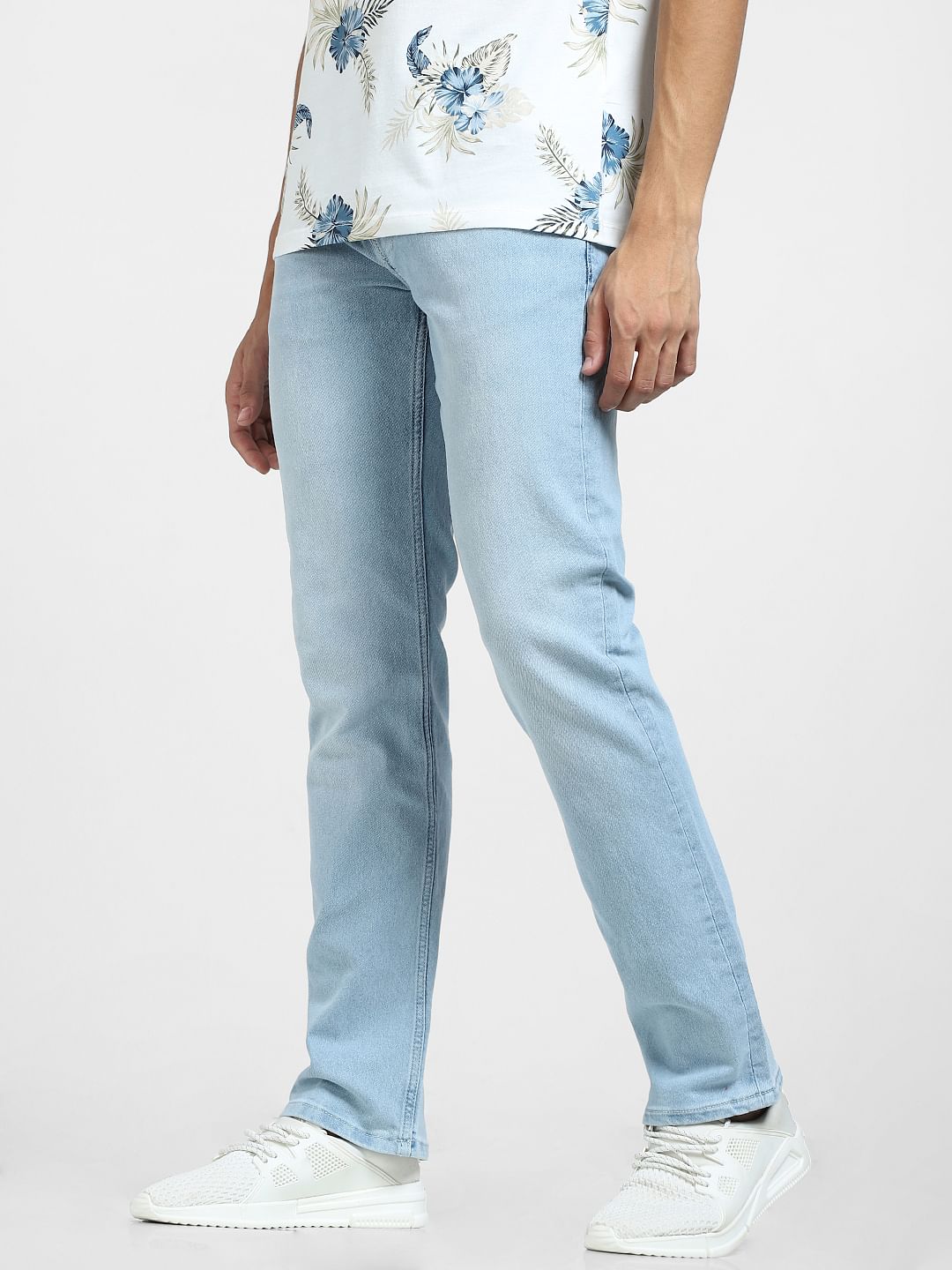 Light Blue Mid Rise Clark Regular Fit Jeans