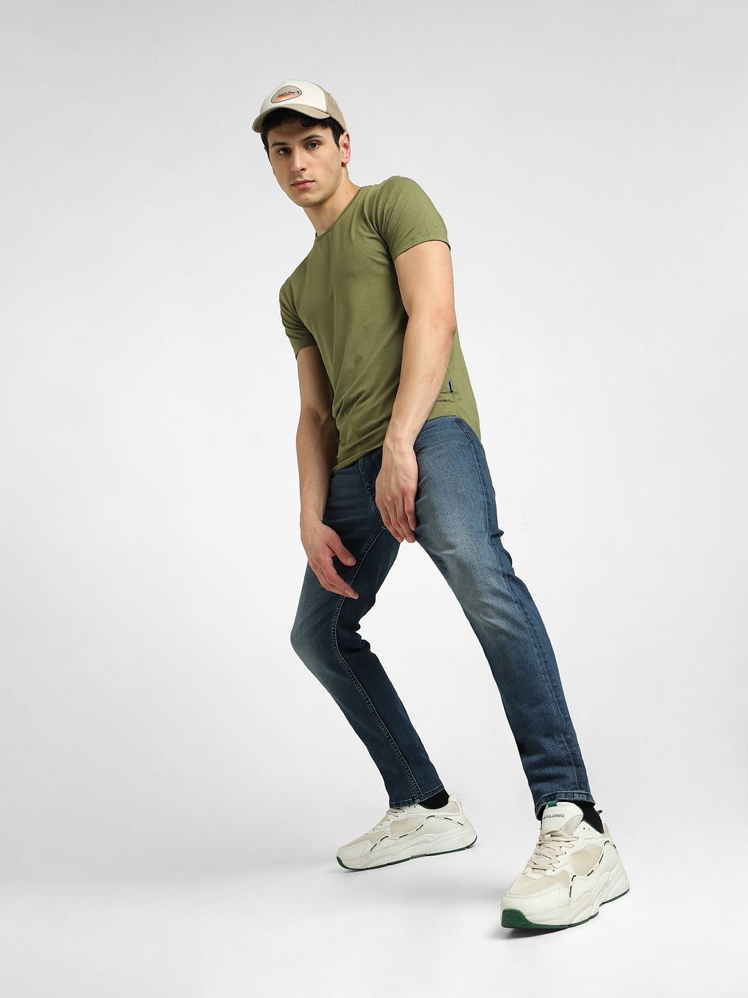 Dark Blue Low Rise Washed Slim Fit Jeans