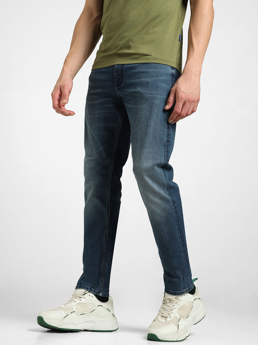 Dark Blue Low Rise Washed Slim Fit Jeans