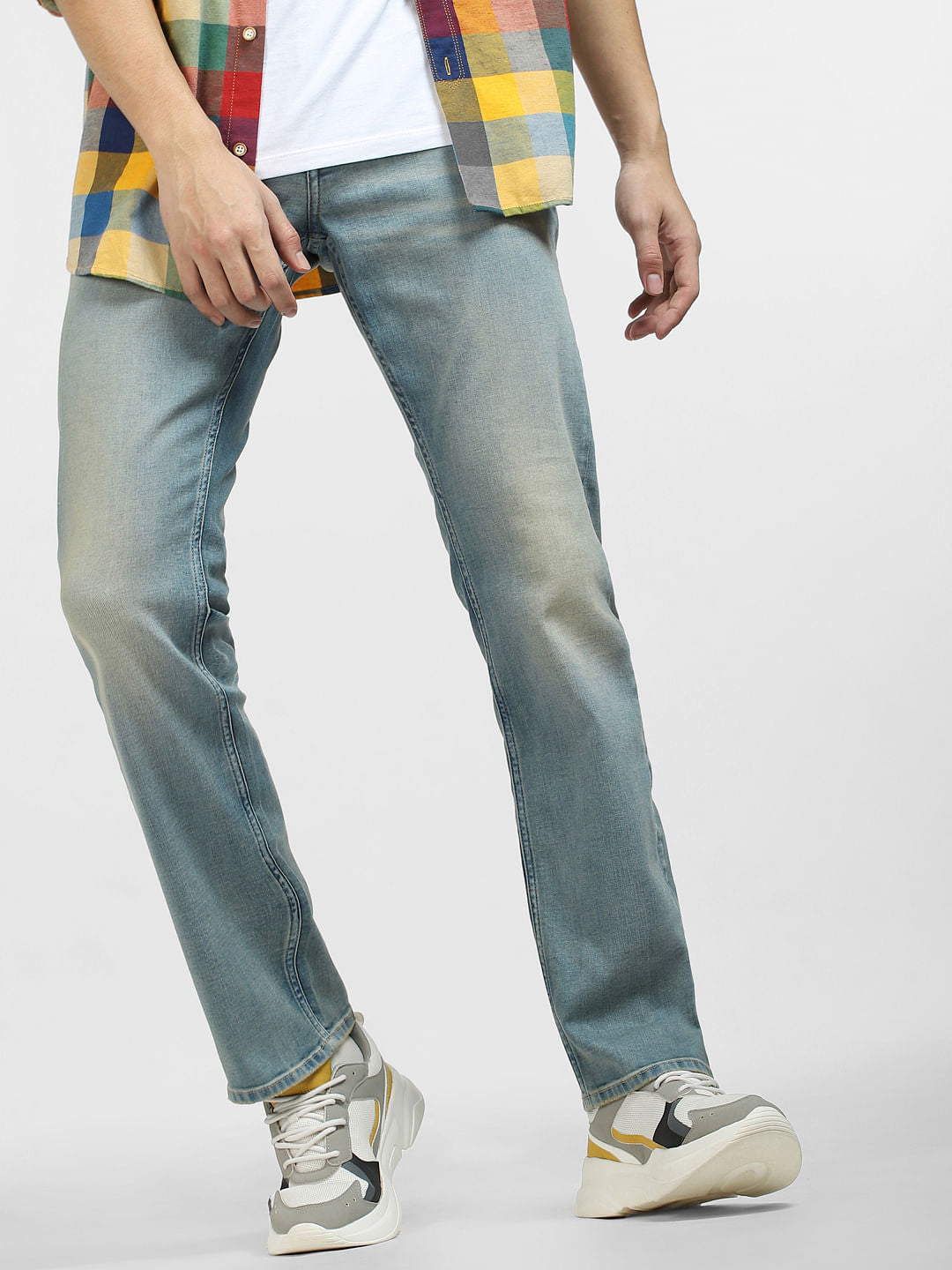 Blue Mid Rise Clark Regular Fit Jeans