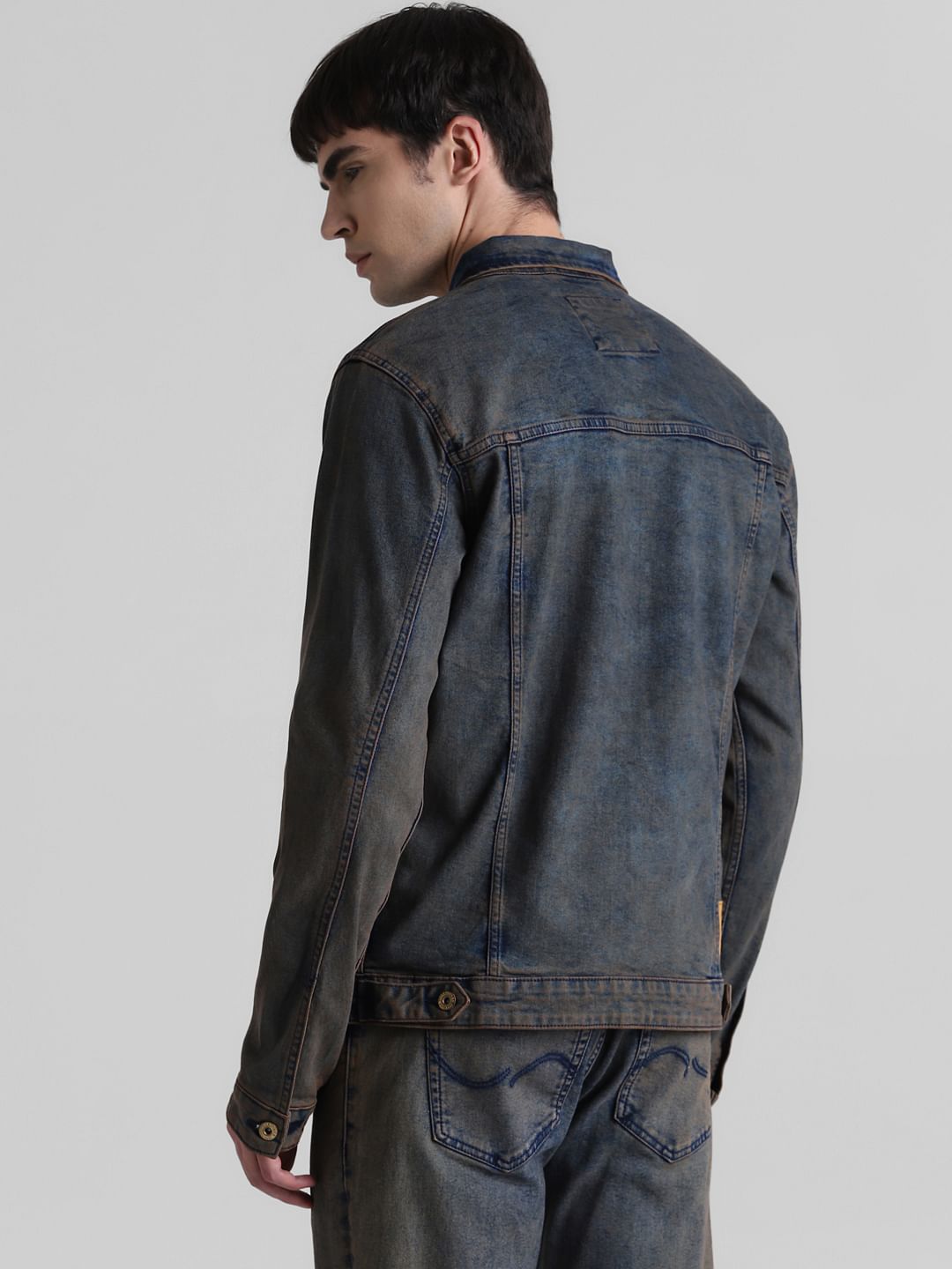 Dark Blue Acid Washed Denim Jacket