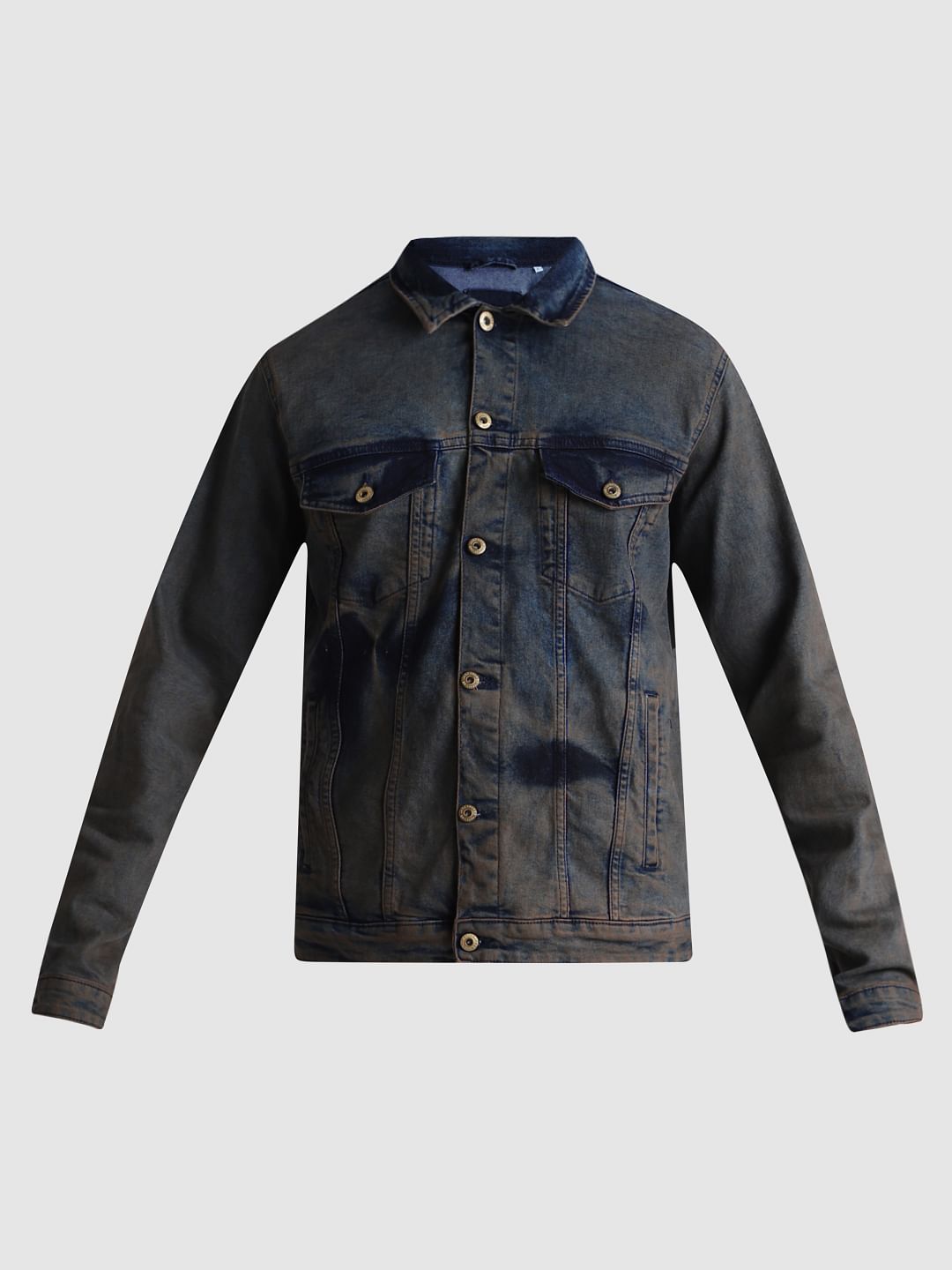 Dark Blue Acid Washed Denim Jacket