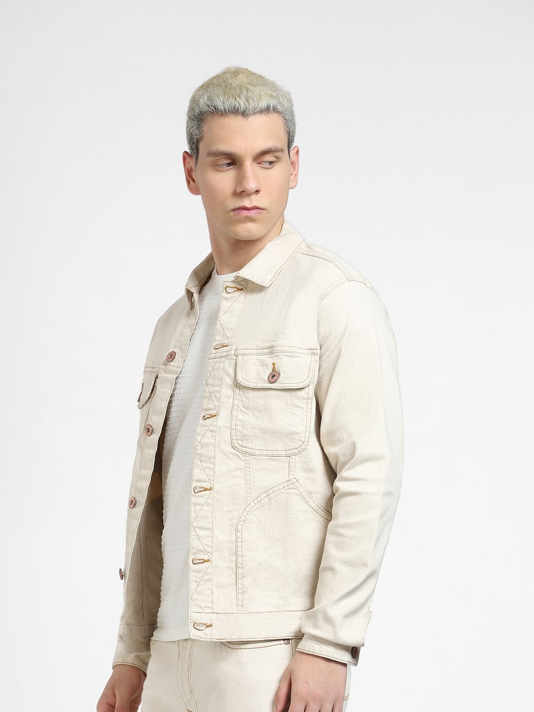 Beige Co-ord Denim Jacket