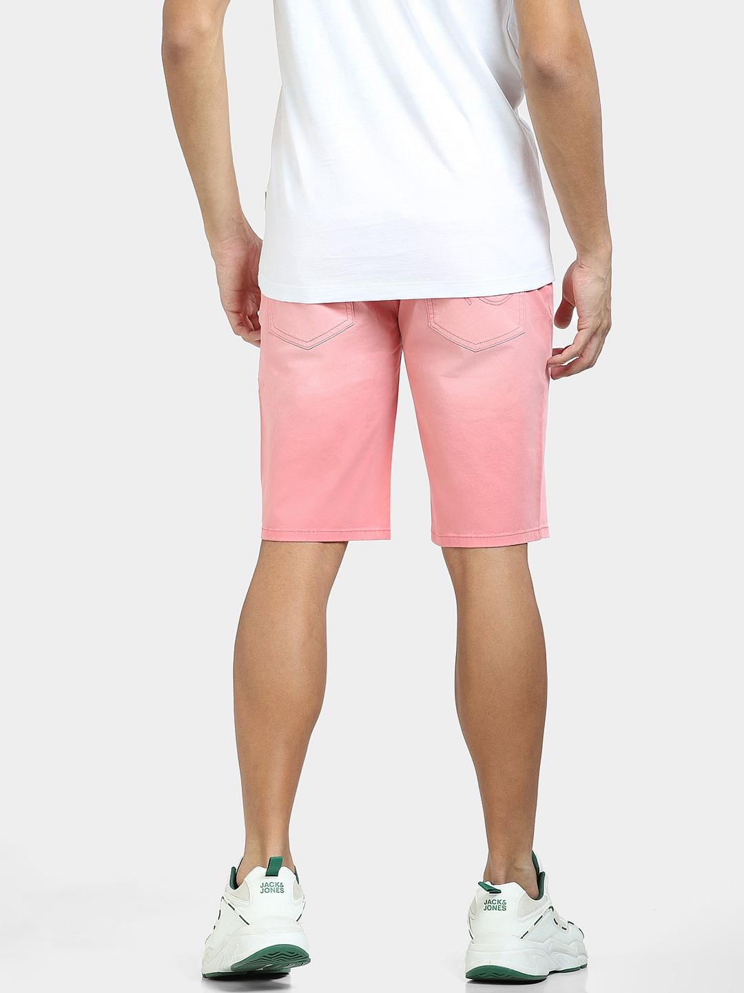 Pink Mid Rise Denim Shorts