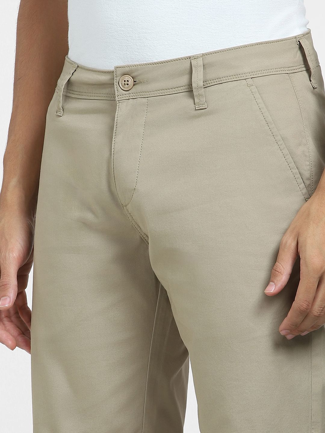 Brown Mid Rise Chino Shorts