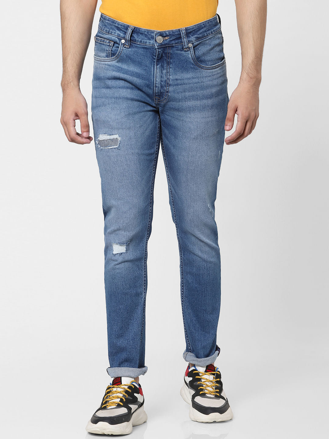 Light Blue Low Rise Ben Ripped Skinny Jeans