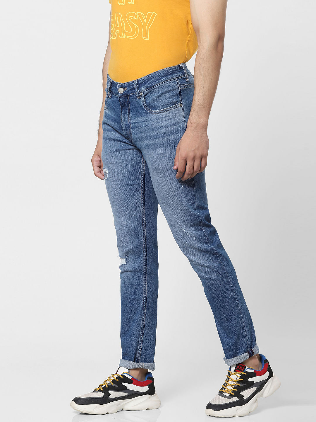 Light Blue Low Rise Ben Ripped Skinny Jeans