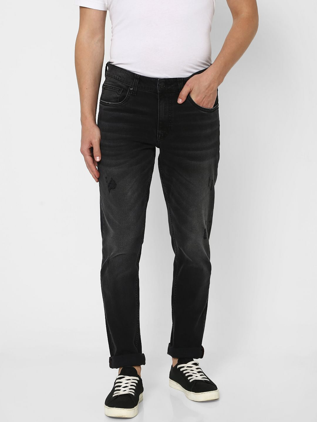 Black Low Rise Glenn Ripped Slim Jeans