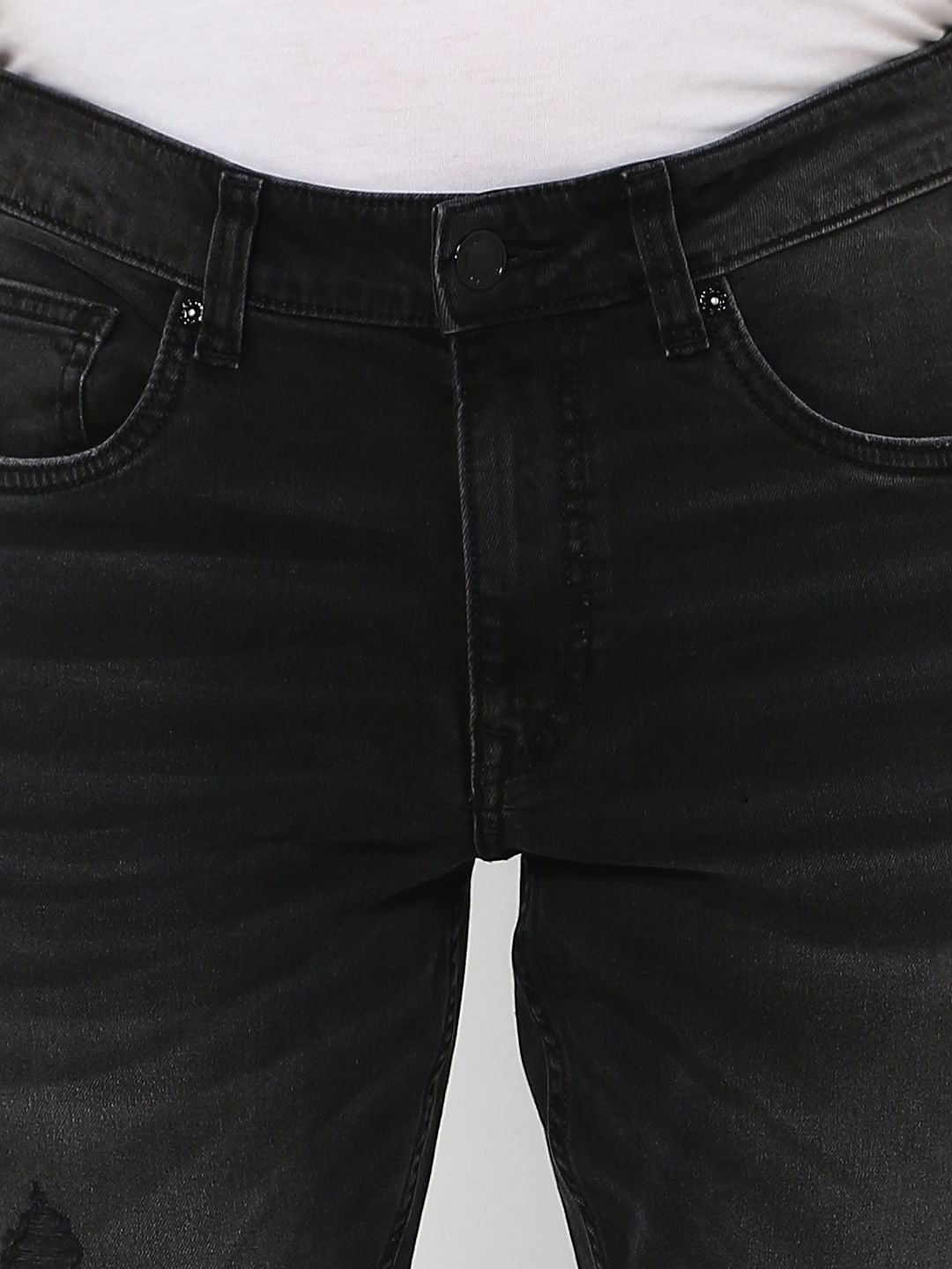 Black Low Rise Glenn Ripped Slim Jeans