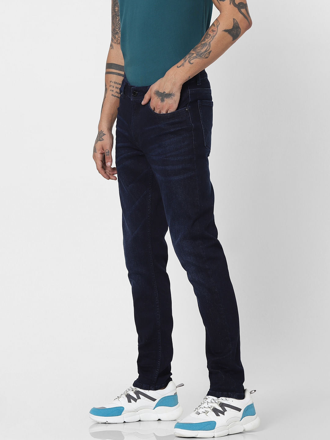 Blue Low Rise Glenn Slim Jeans