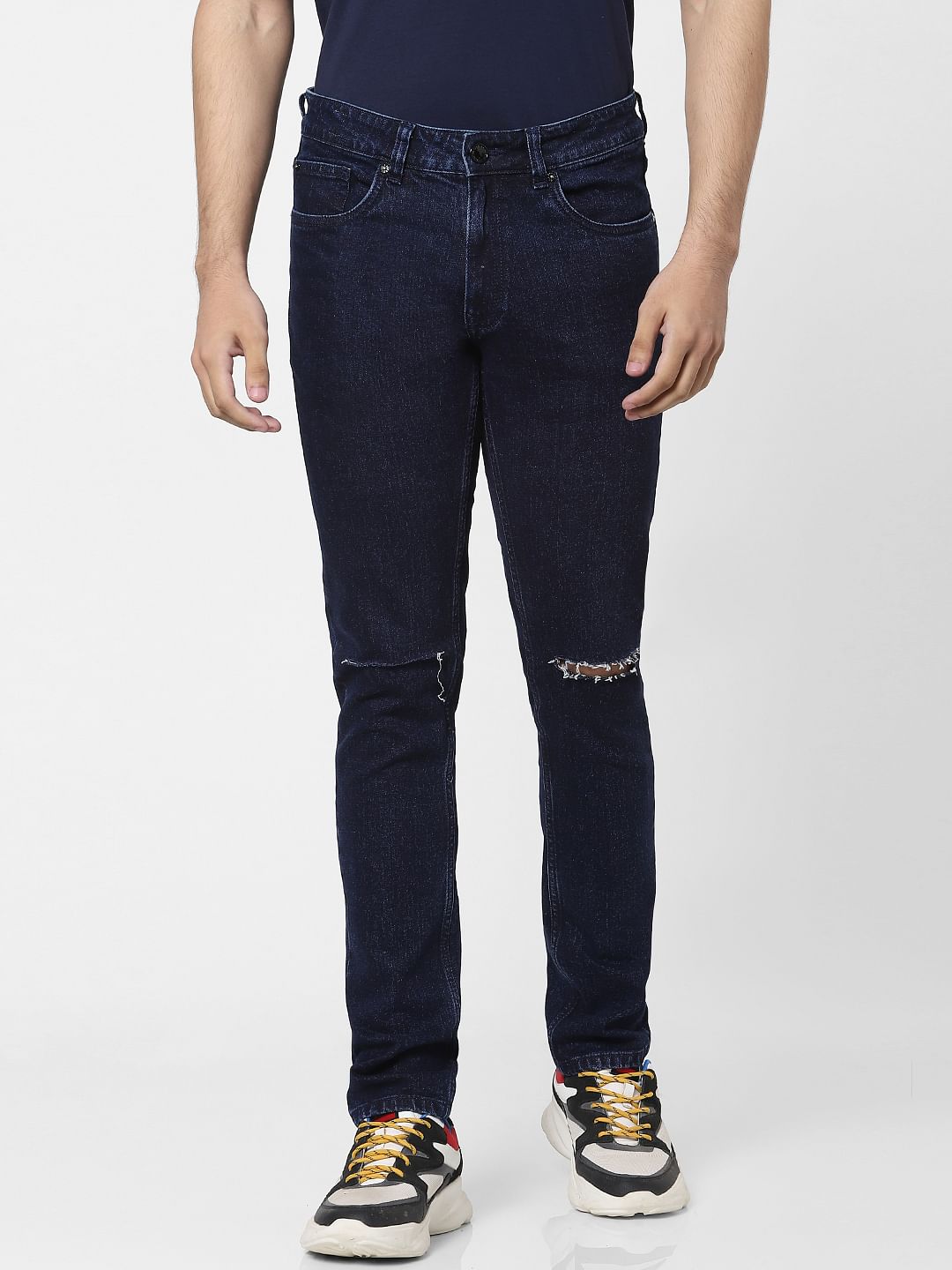 Blue Low Rise Glenn Ripped Slim Jeans