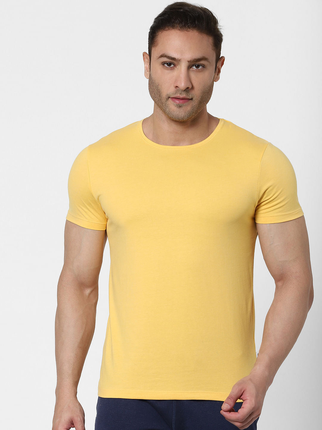 Blue & Yellow Crew Neck T-shirts - Pack of 2
