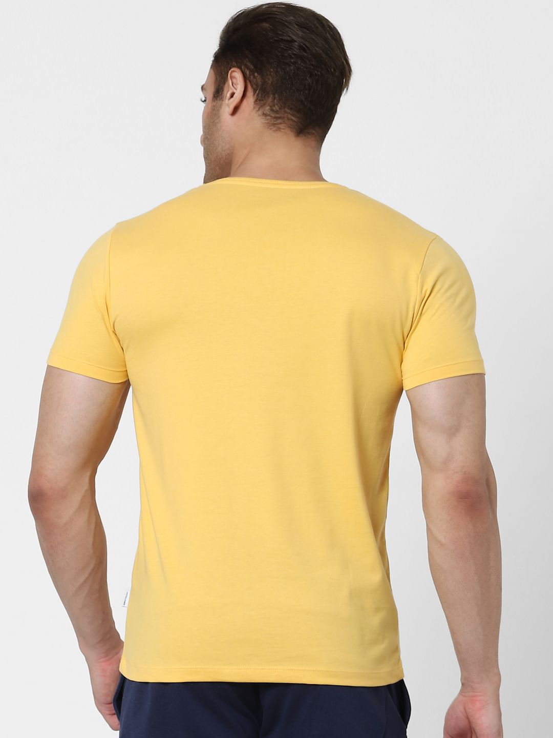 Blue & Yellow Crew Neck T-shirts - Pack of 2