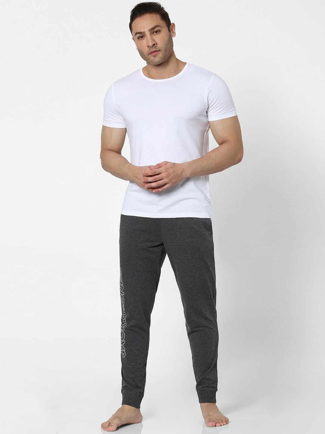 White & Black Crew Neck T-shirts - Pack of 2