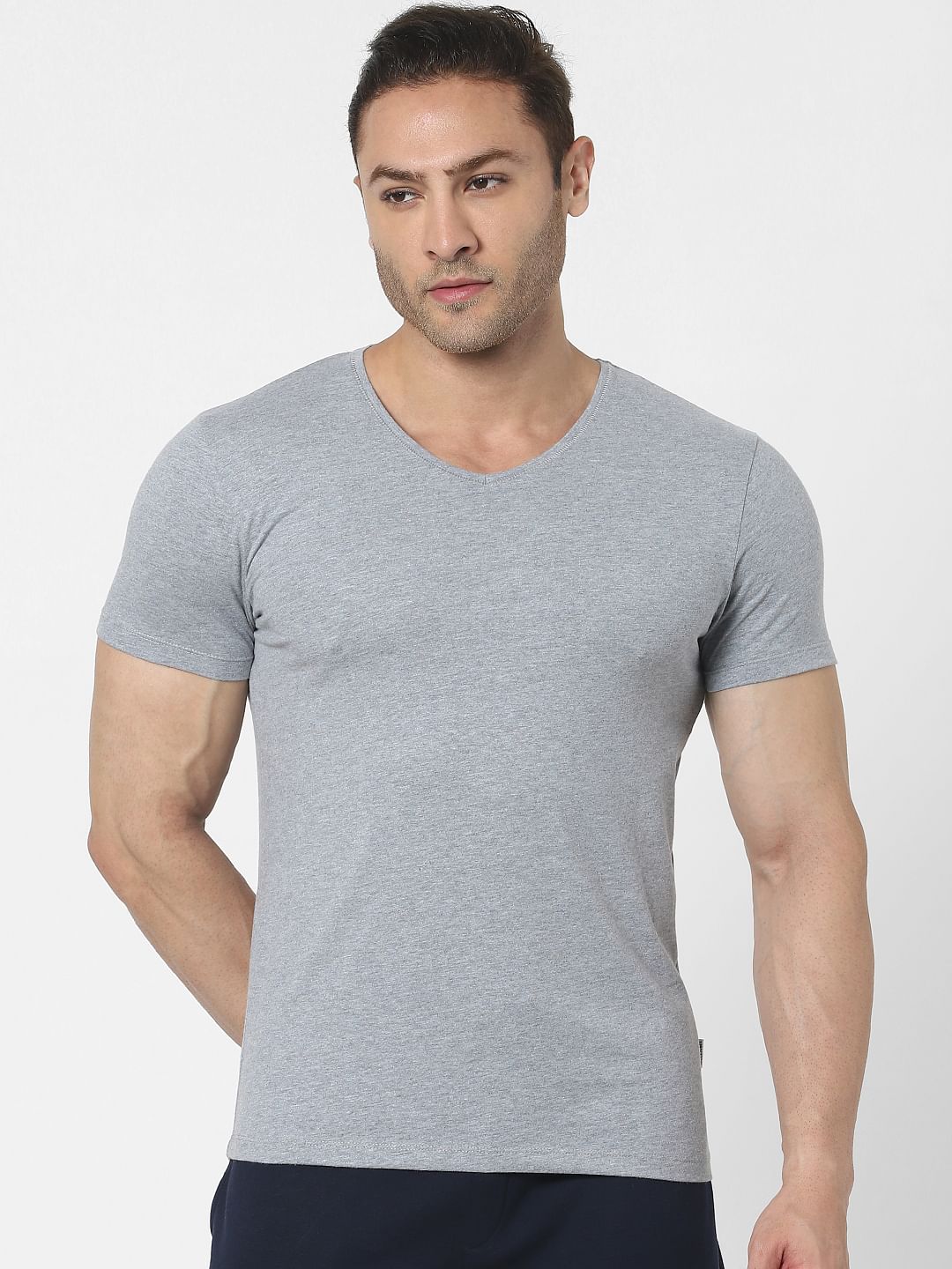 Red & Grey V Neck T-shirts - Pack of 2