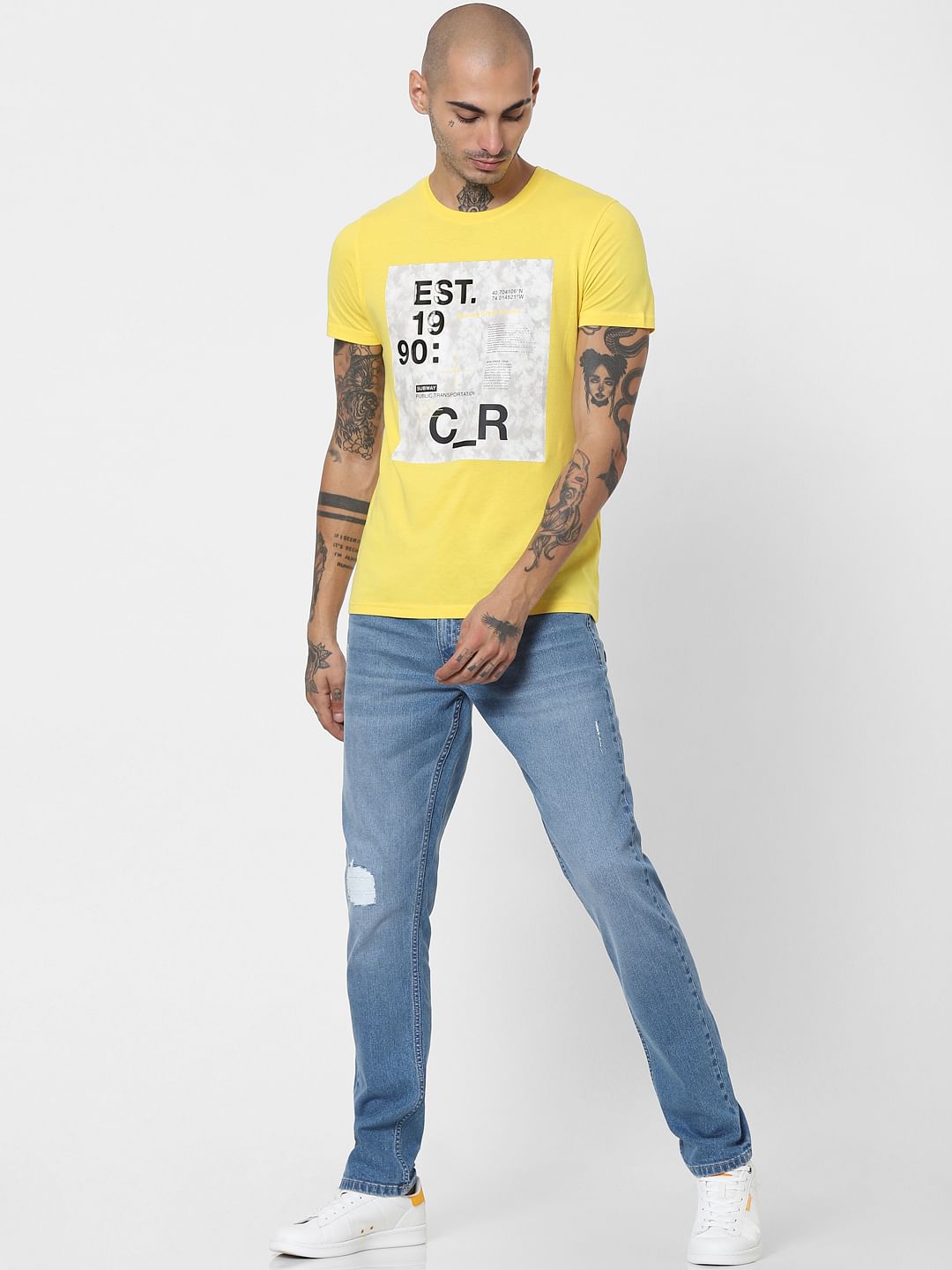 Blue Low Rise Glenn Ripped Slim Jeans