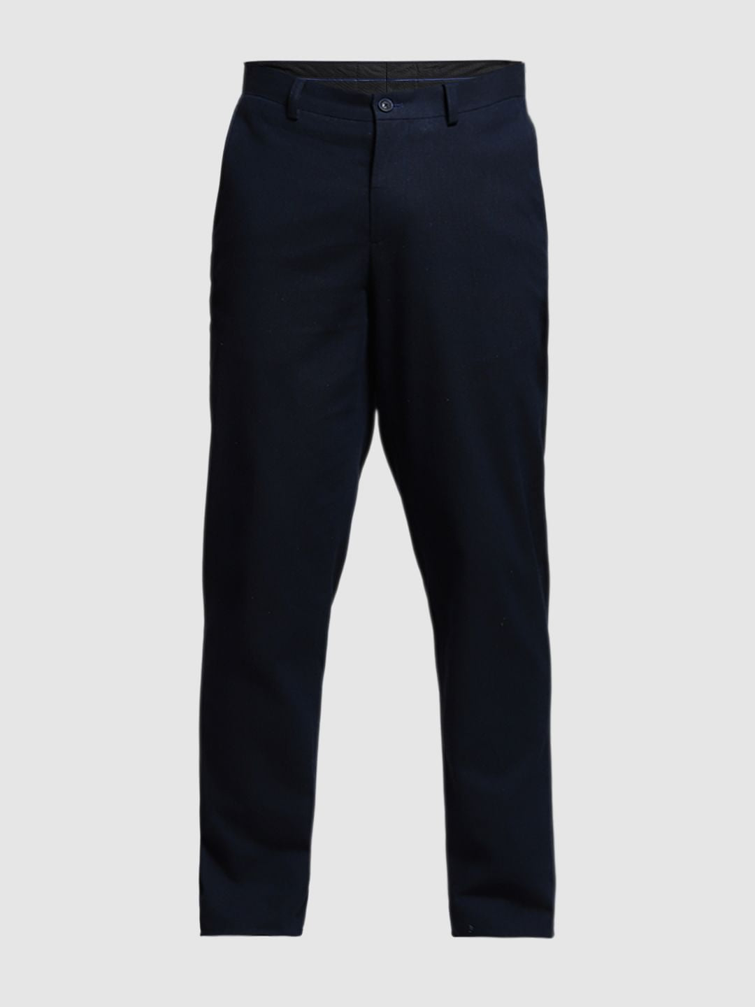 Dark Blue Slim Fit Linen Trousers