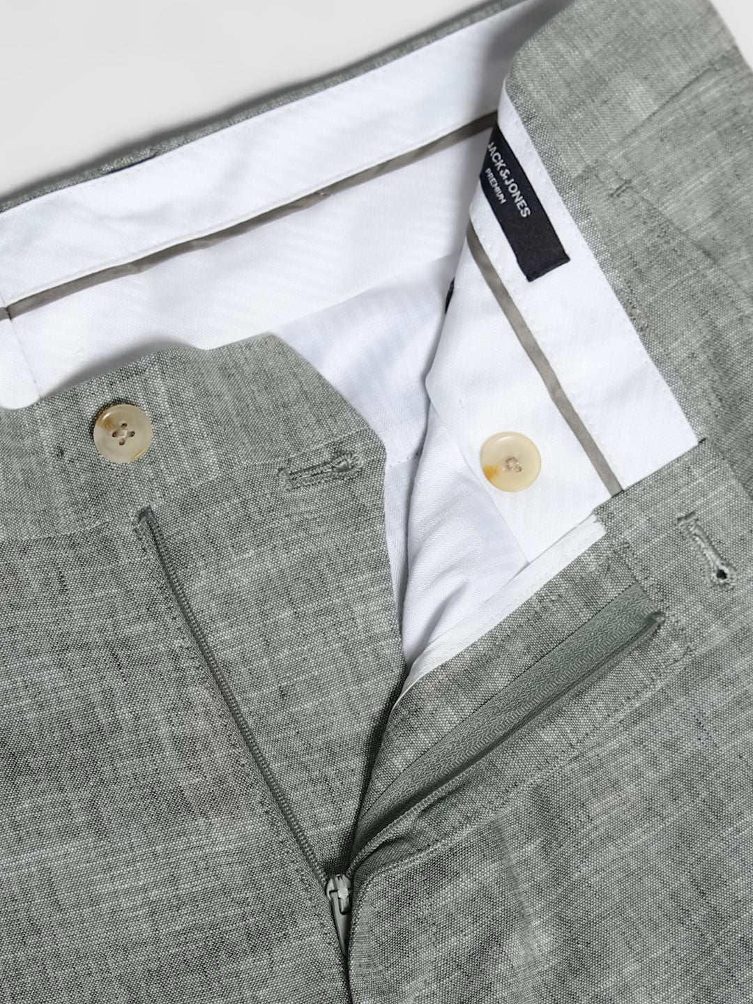 Green Linen Slim Fit Trousers