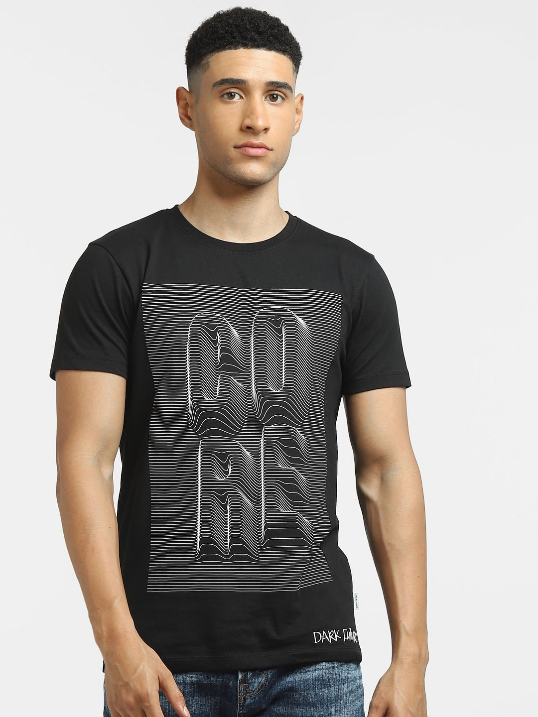 Black Graphic Print Crew Neck T-shirt