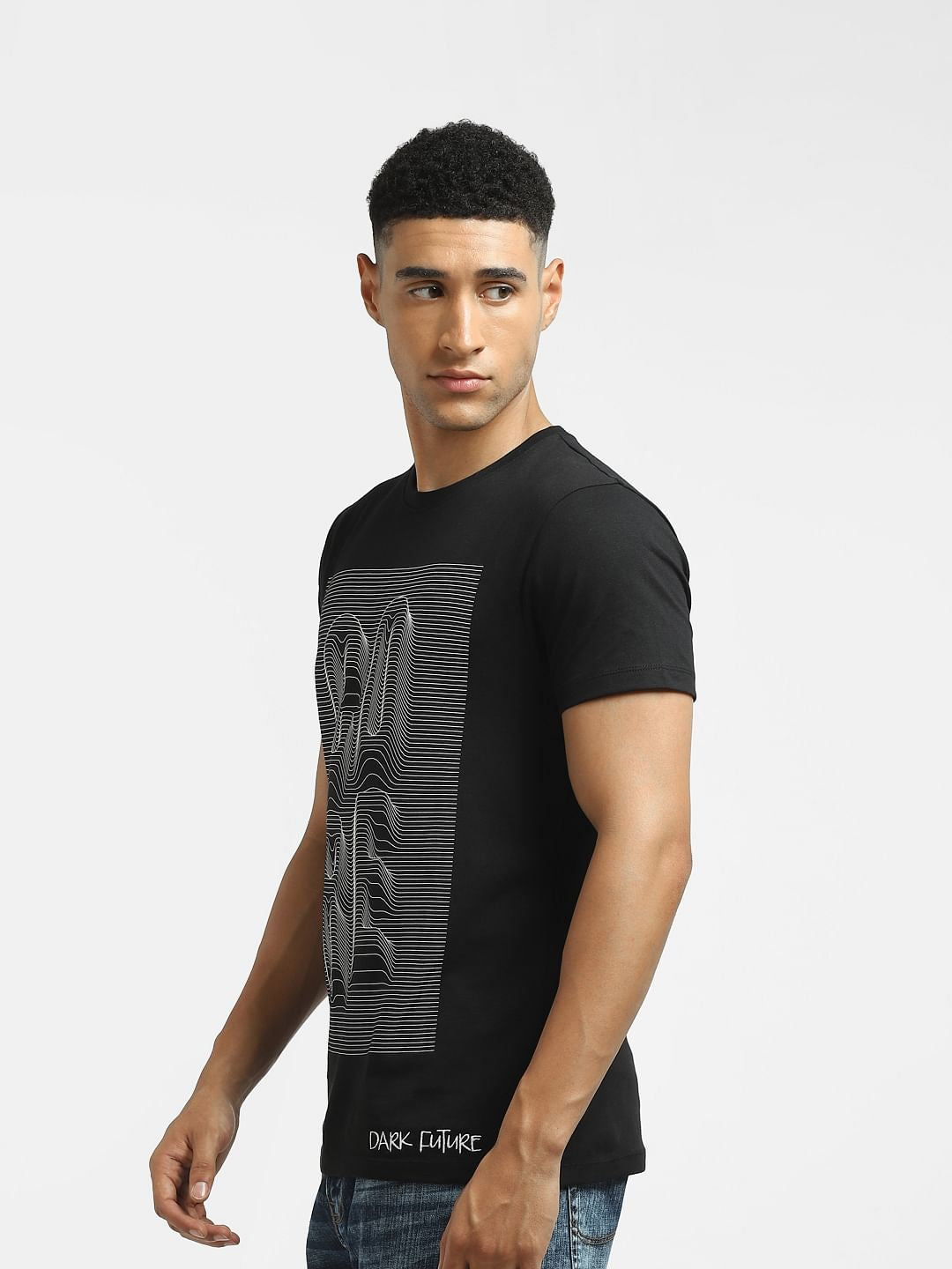 Black Graphic Print Crew Neck T-shirt
