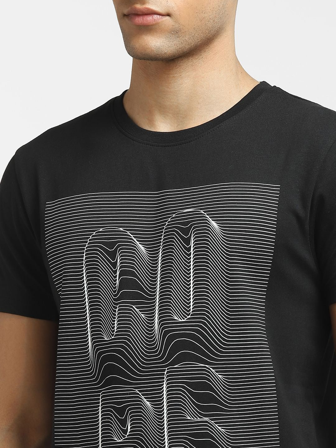 Black Graphic Print Crew Neck T-shirt