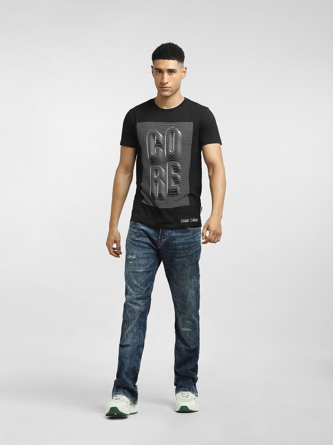 Black Graphic Print Crew Neck T-shirt