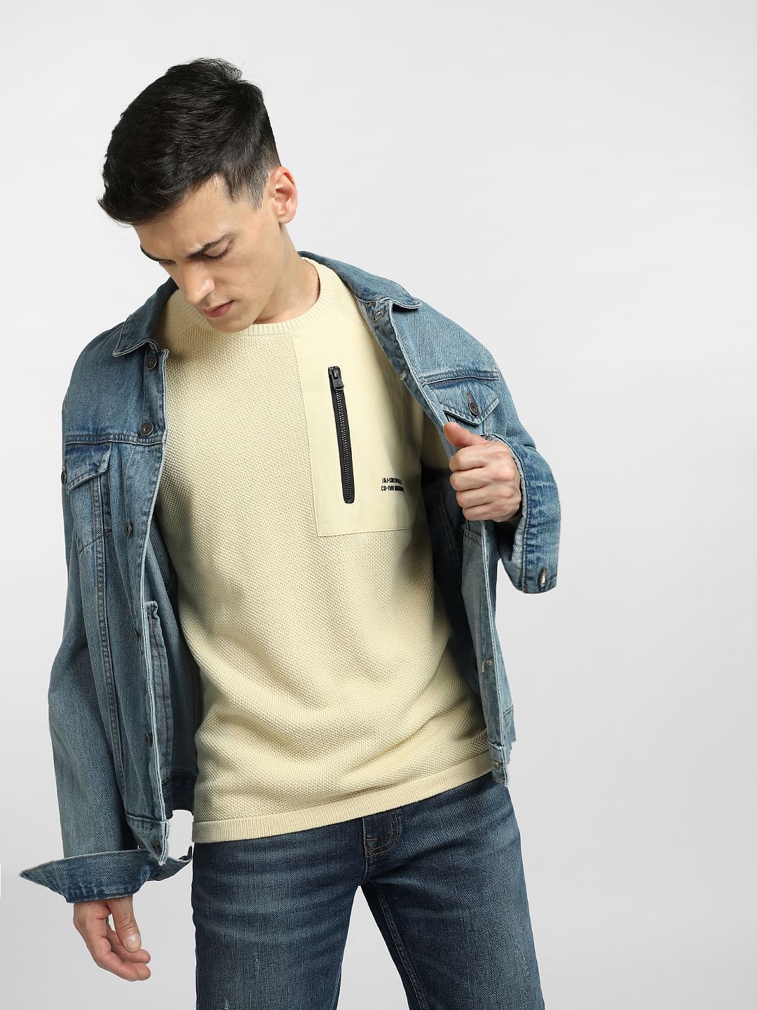 Beige Textured Pullover