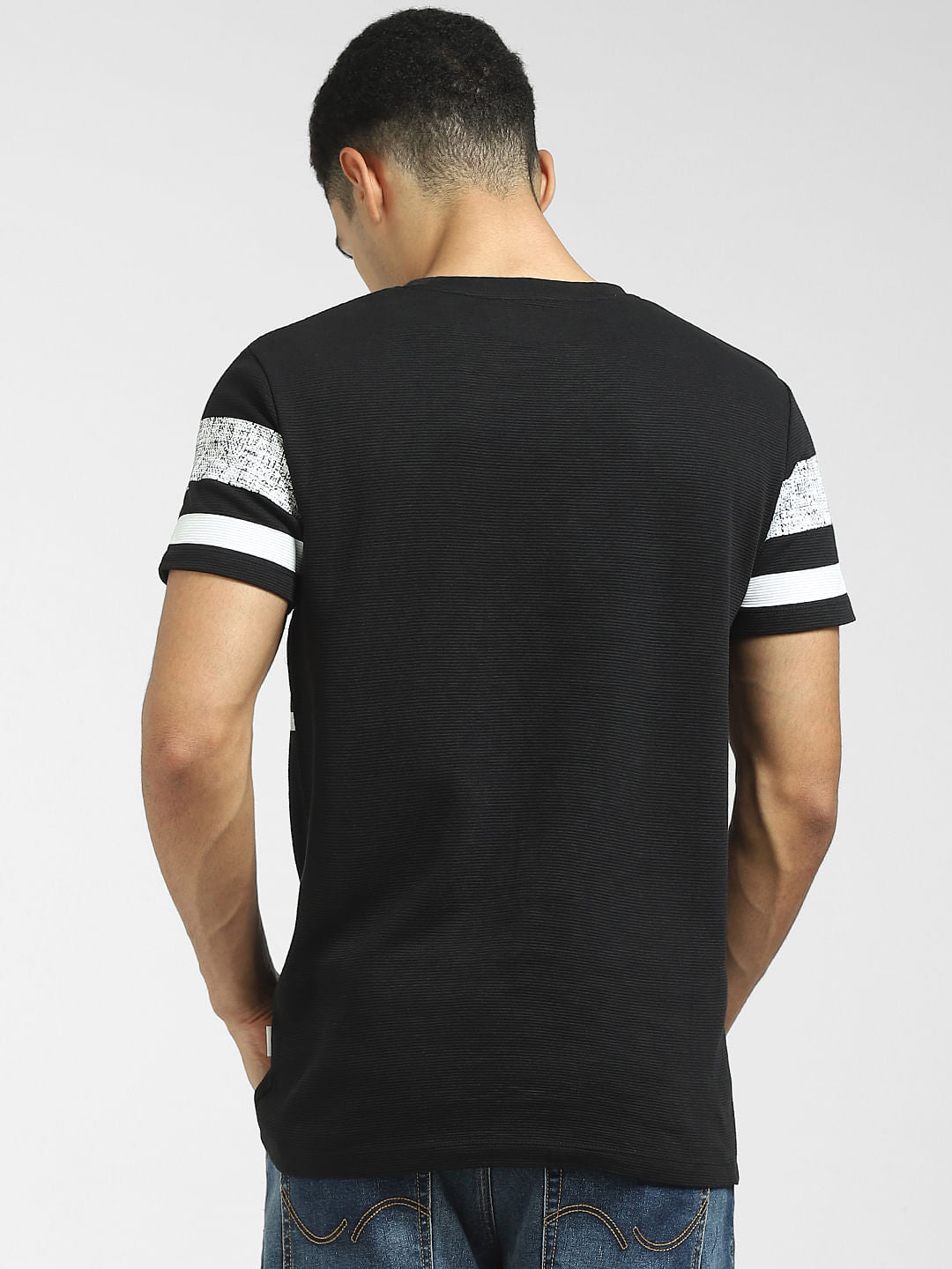 Black Striped Crew Neck T-shirt