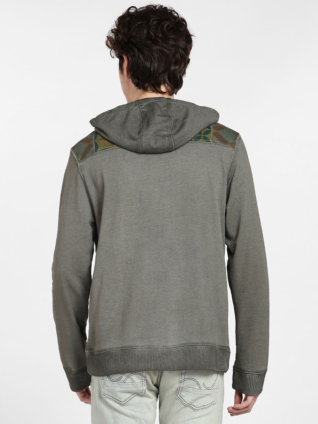 Green Graphic Print Hooded Sweatshirt