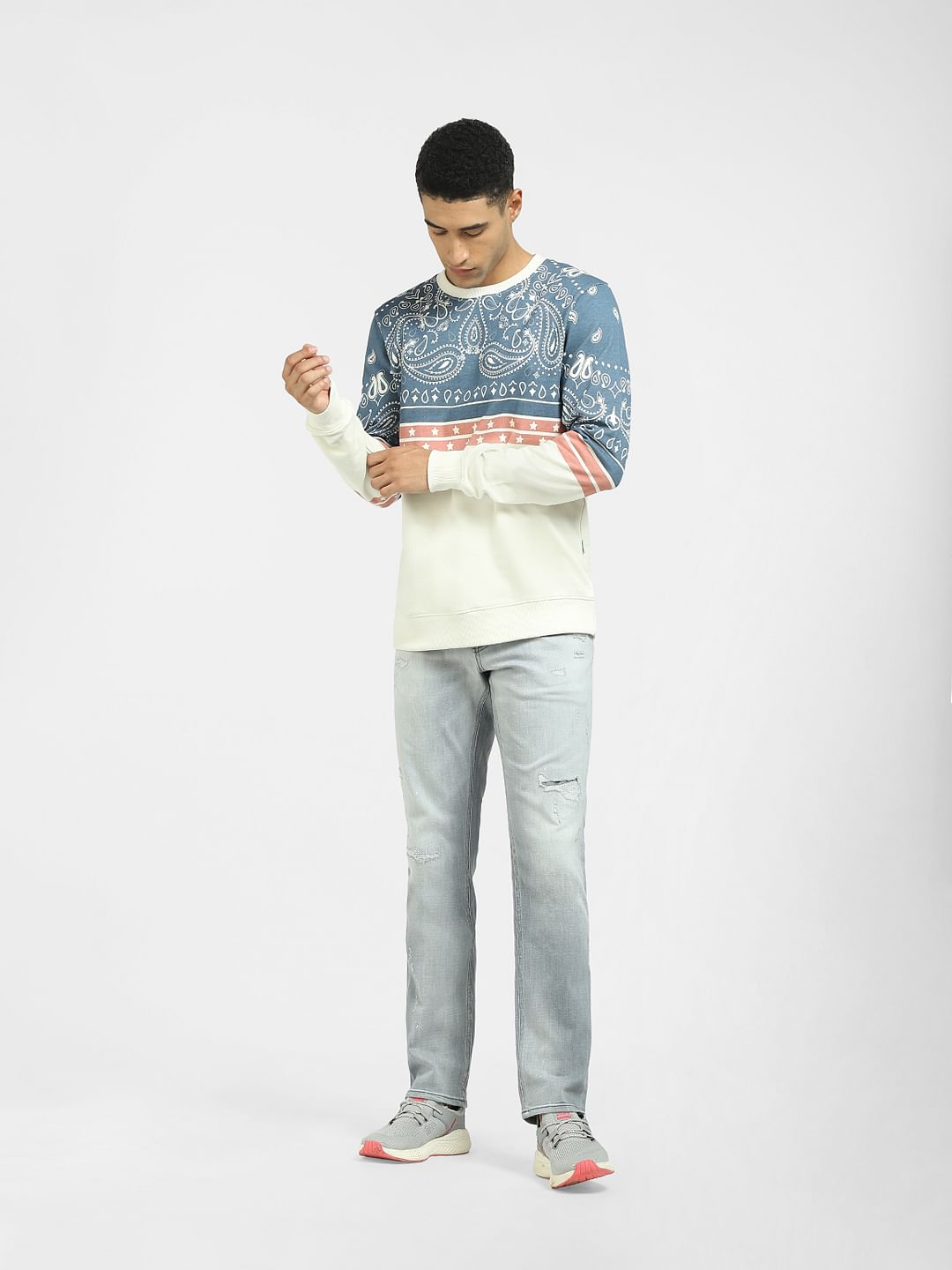 White Colourblocked Sweatshirt