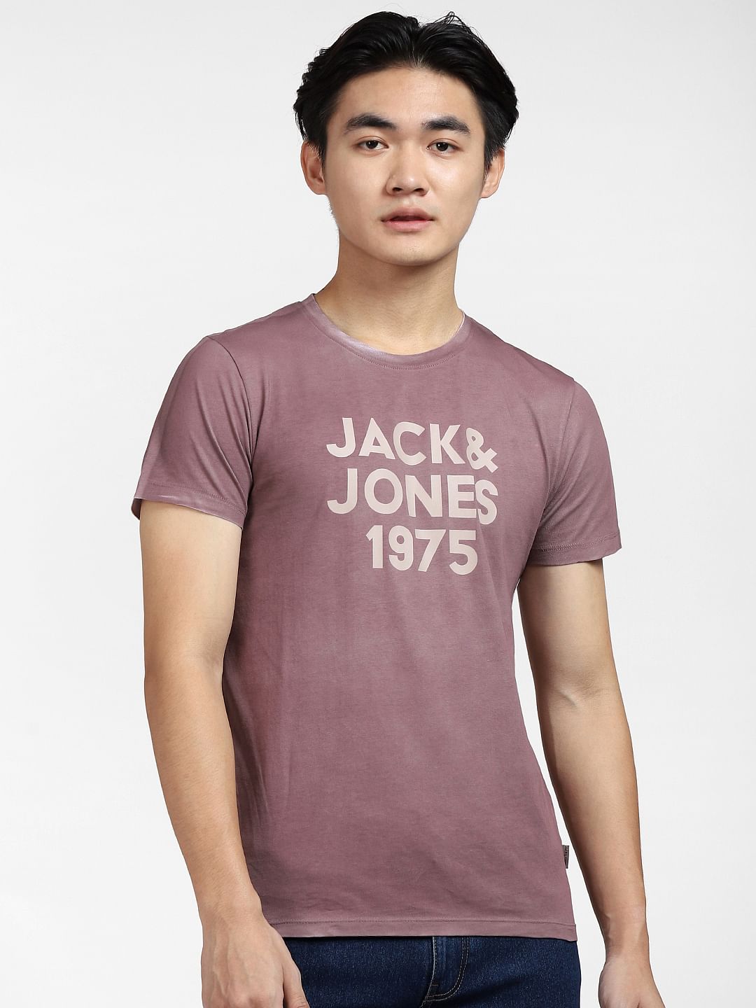 Purple Faded Logo Print T-shirt