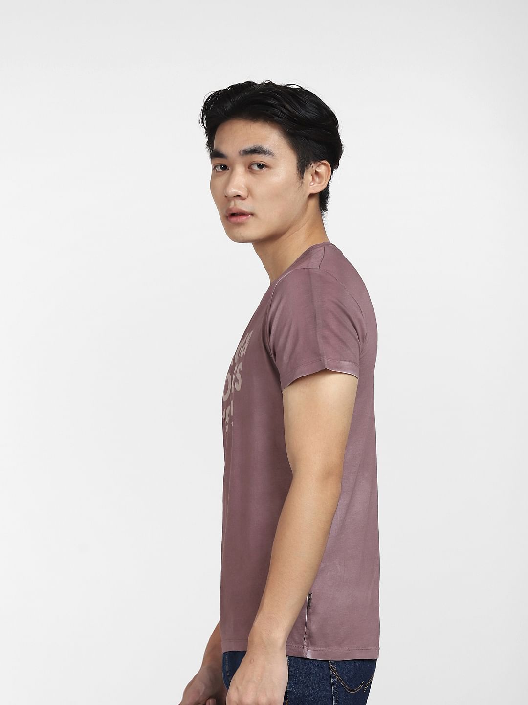 Purple Faded Logo Print T-shirt