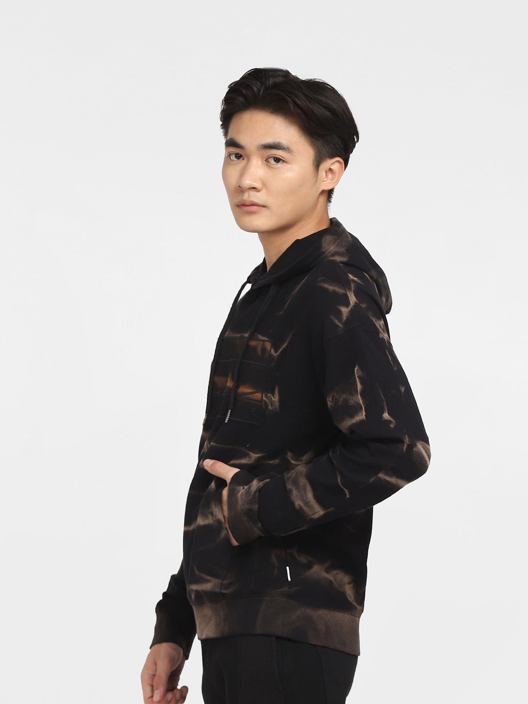 Black Printed Hooded Sweatshirt