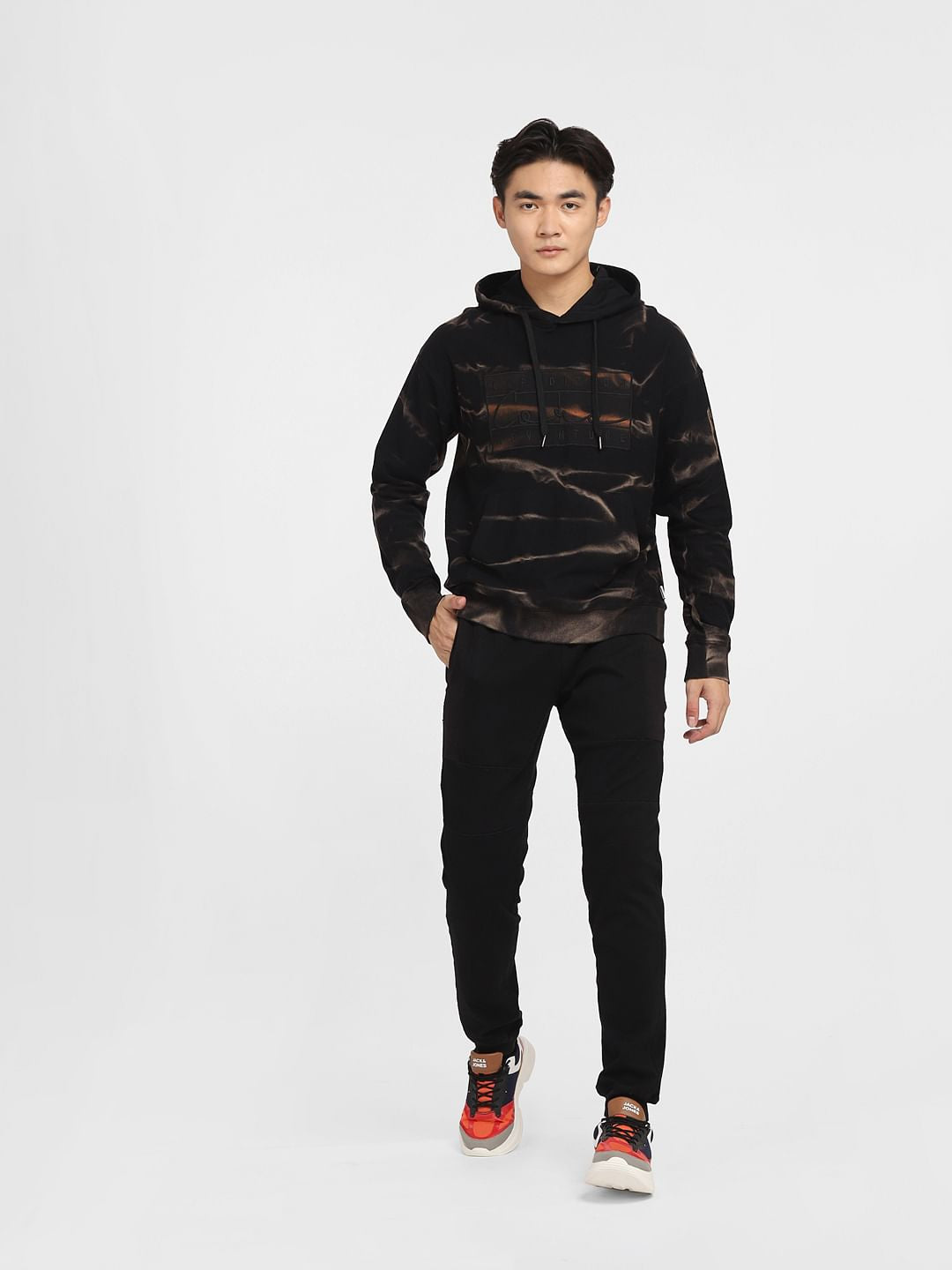 Black Printed Hooded Sweatshirt
