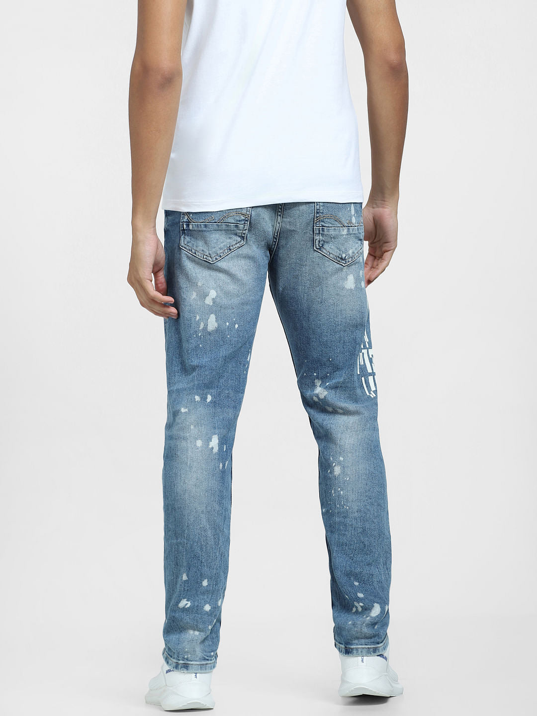 Blue Mid Rise Distressed Erik Anti Fit Jeans