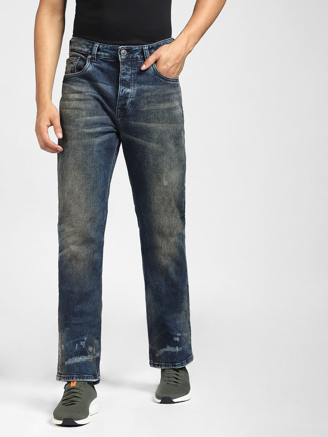 Dark Blue High Rise Washed Bootcut Jeans