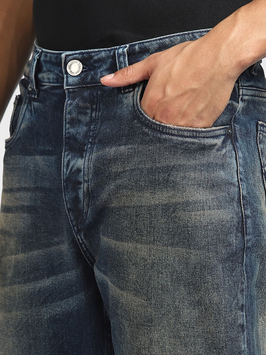 Dark Blue High Rise Washed Bootcut Jeans
