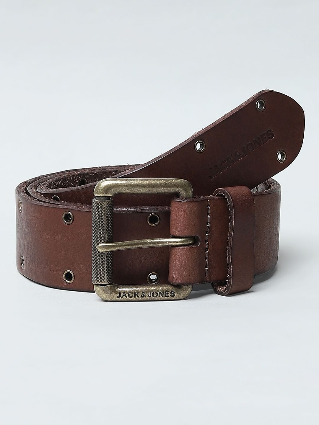 Brown Rivet Detail Leather Belt