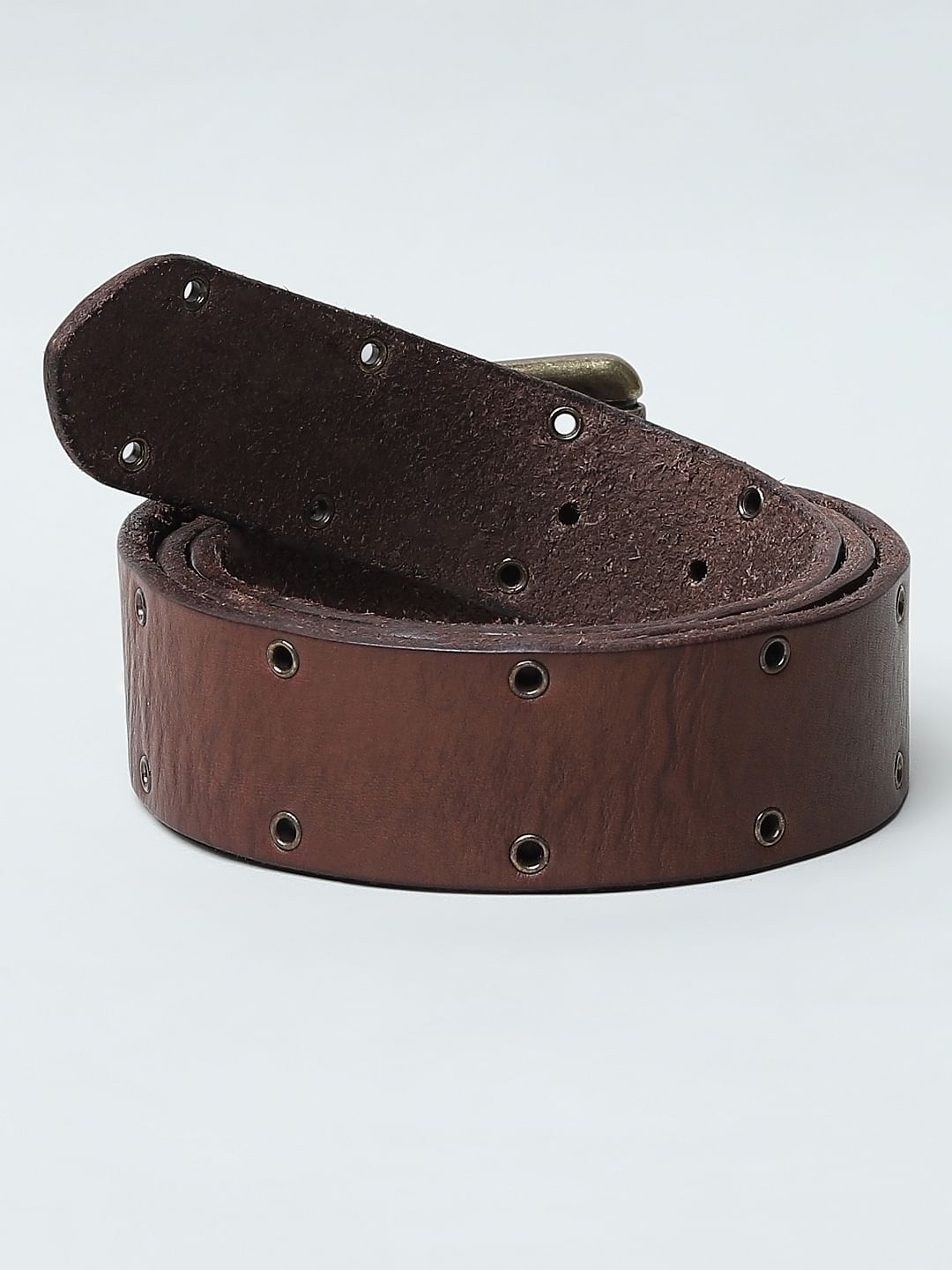 Brown Rivet Detail Leather Belt