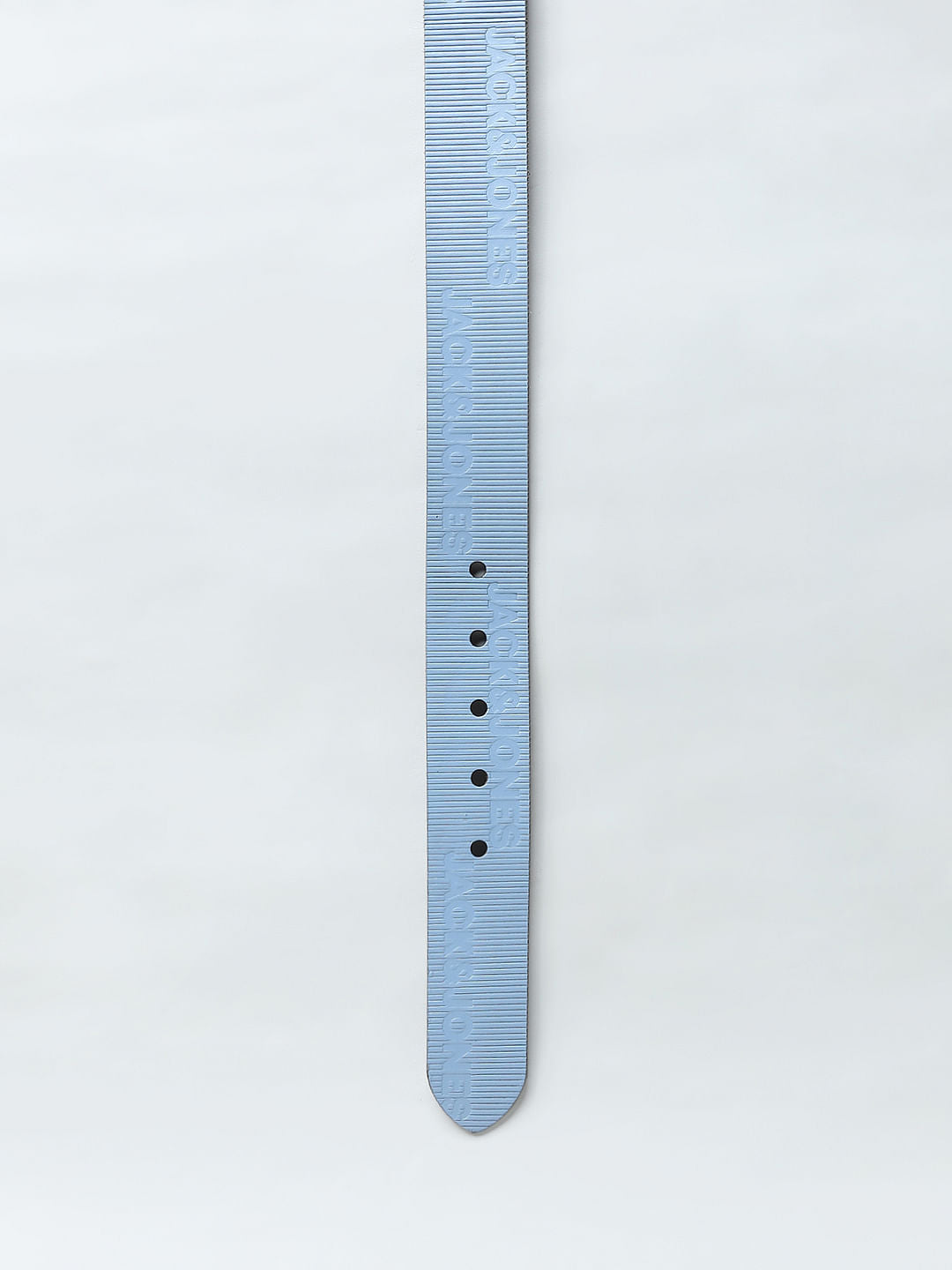 Blue Textured Logo Leather Belt