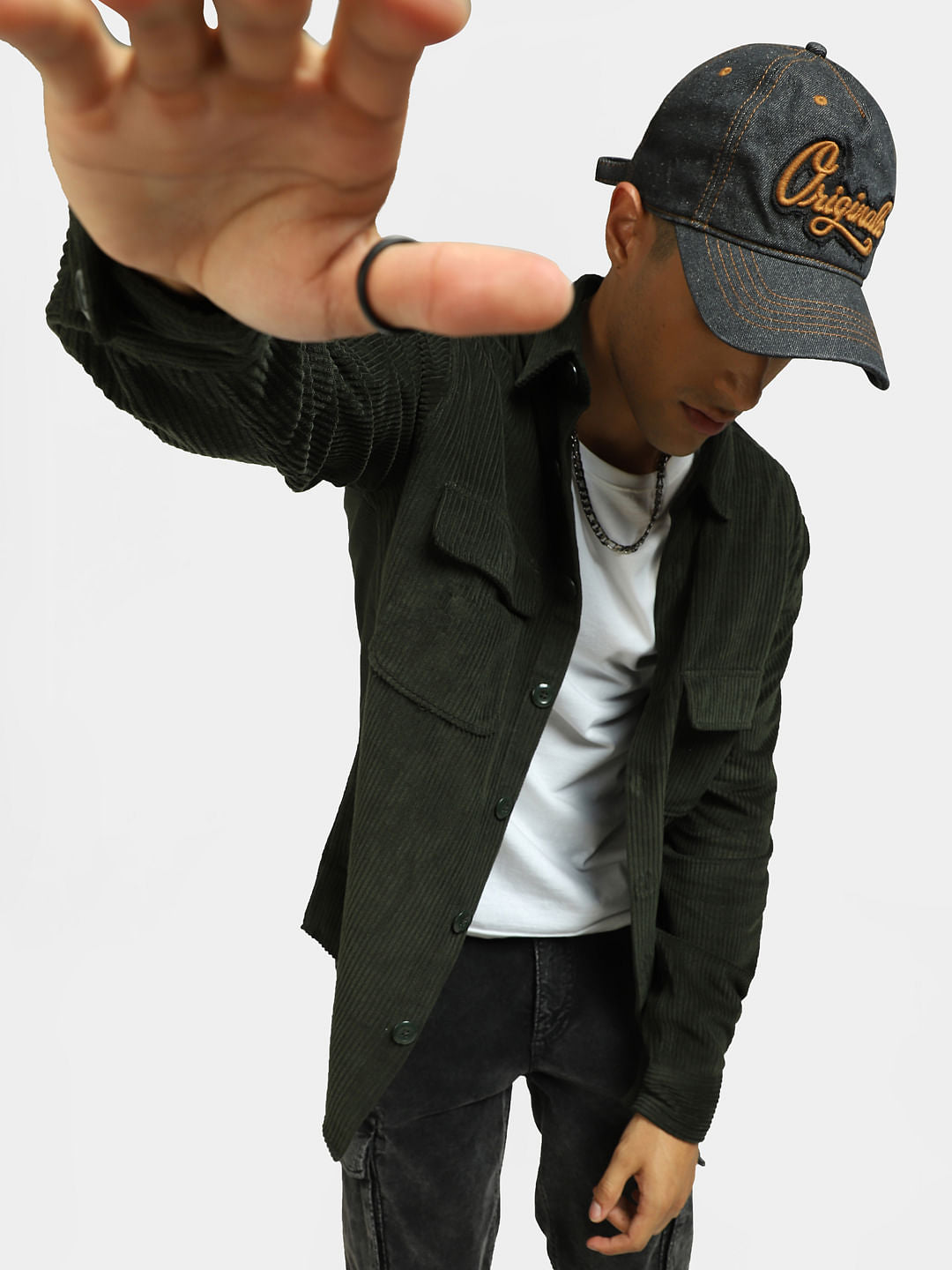 Green Corduroy Full Sleeves Shirt