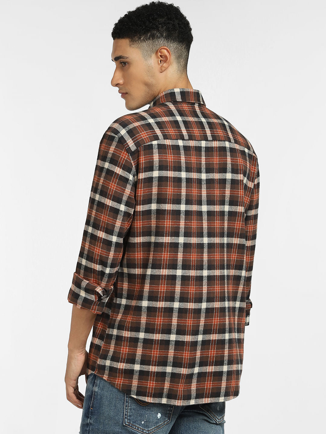 Brown Check Full Sleeves Shirt