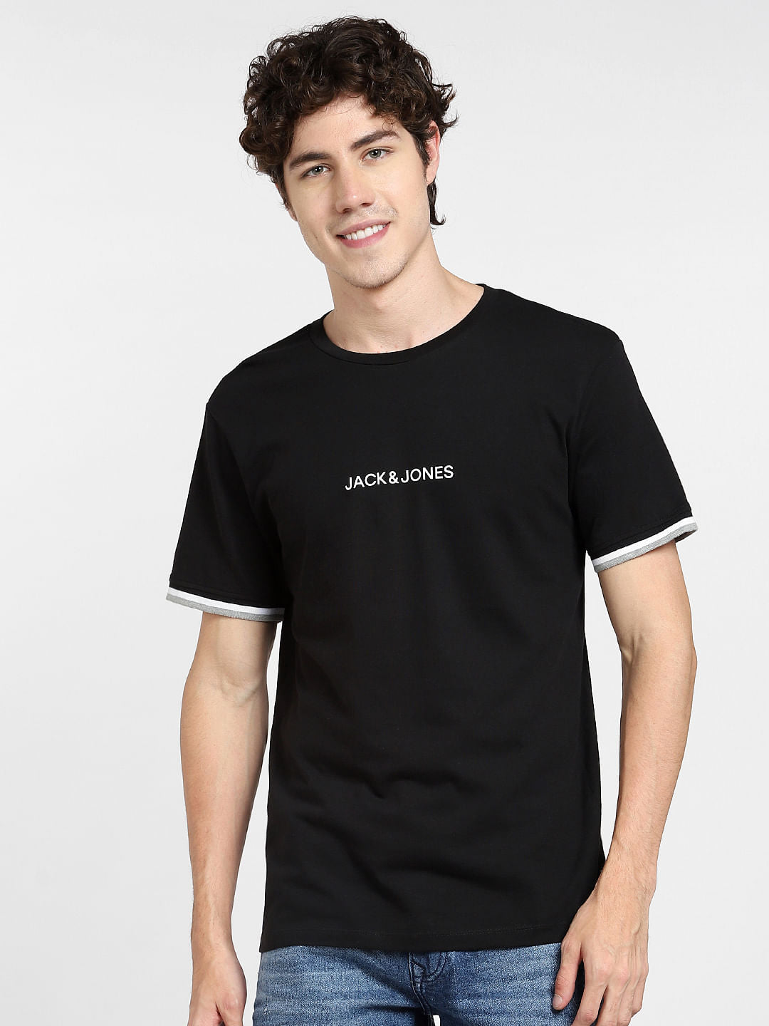 Black Logo Print Crew Neck T-shirt