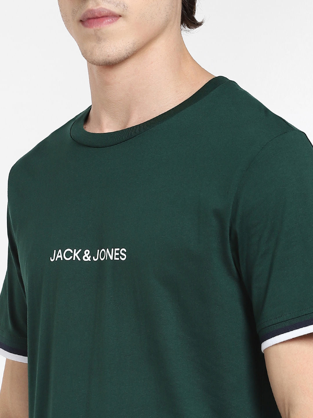 Green Logo Print Crew Neck T-shirt